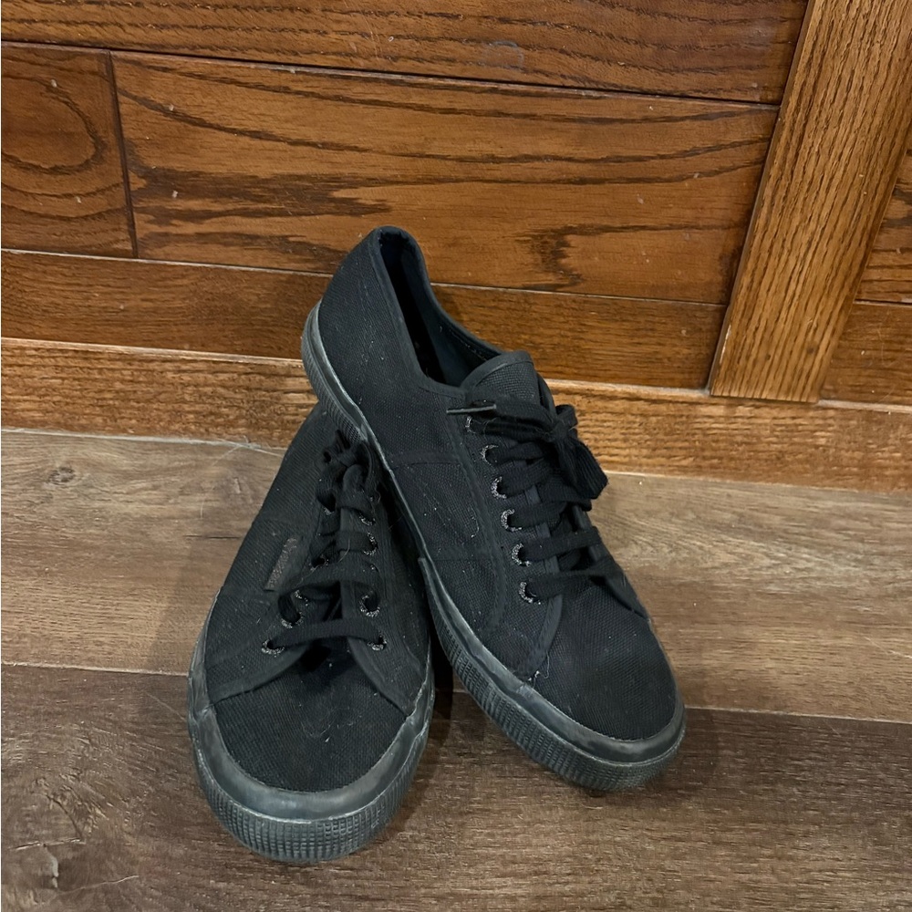 Superga Women's Black Canvas Sneakers